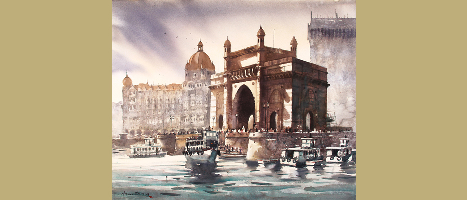                             
               Gate Way of India - II  30" x 36"  Water colour on paper    