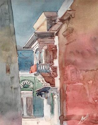                             
                        Dungarpur,12" X 18",  Watercolour on Paper by Kailas V. Anyal