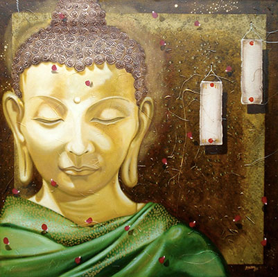 Buddha - 41, 36 x 36, Acrylic on Canvas by Anurag Jadia