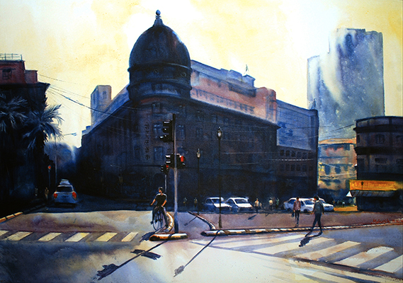 Sunday Morning, 42 x 60, Acrylic on Canvas  by Mahesh Karambele
