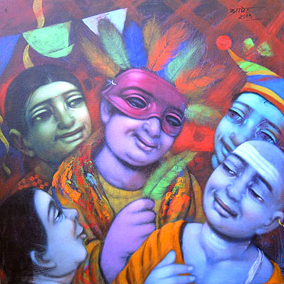                             Celebration, 24 x 24, Acrylic on Canvas by Pramod Apet
                        