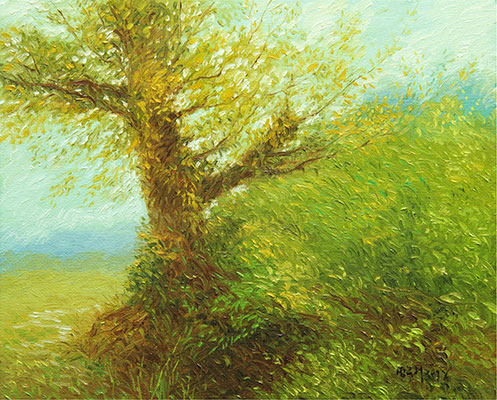 Behind the tree, 10 x 12, Oil on Canvas by Saurabh Kadam
