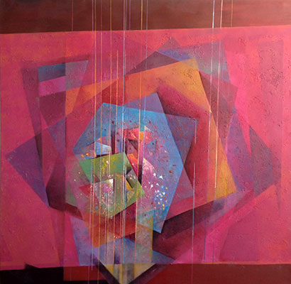 The Folded Rainbow, 48 x 48, Acrylic on Canvas by Kuneesha Mirzan