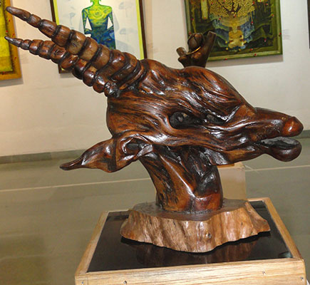 Untitled - I, Wood Sculpture by H.L. Shakyawar