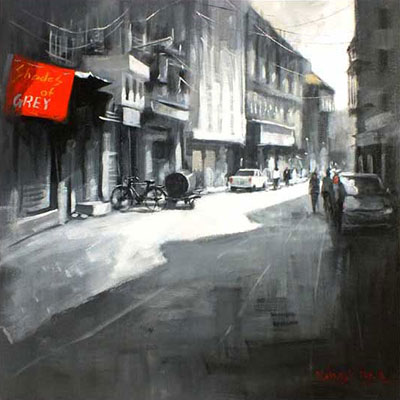 Streets, 30 x 30, Acrylic on Canvas by Mahesh Karambele