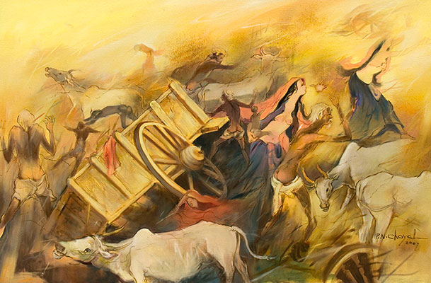 Accident, 71 x 47, Oil on Canvas  by P.N. Choyal
