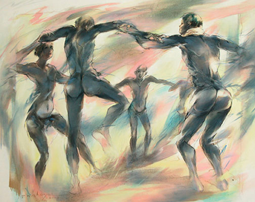 Dance of Joy, 44 x 56, Oil on Canvas  by P.N. Choyal