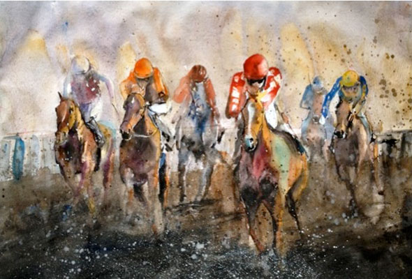 The Race, 29 x 21, Acrylic on Canvas by Radhika Bawa