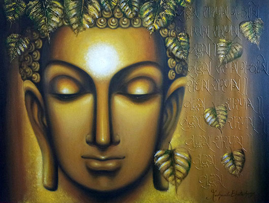 Buddham Sharanam, 30 x 40, Oil on Canvas by Madhumita Bhattacharya