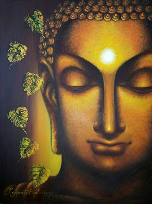 Buddham Sharanam, 30 x 40, Oil on Canvas by Madhumita Bhattacharya