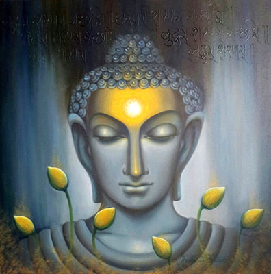 Buddham, 36 x 36, Oil on Canvas by Madhumita Bhattacharya