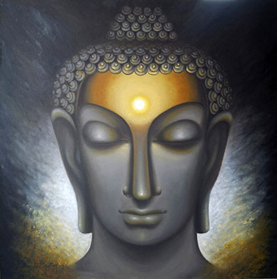 Divine Soul, 42 x 42, Oil on Canvas by Madhumita Bhattacharya