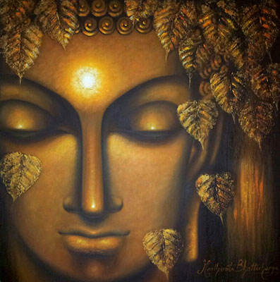 Enlightenment, 36 x 36, Oil on Canvas by Madhumita Bhattacharya