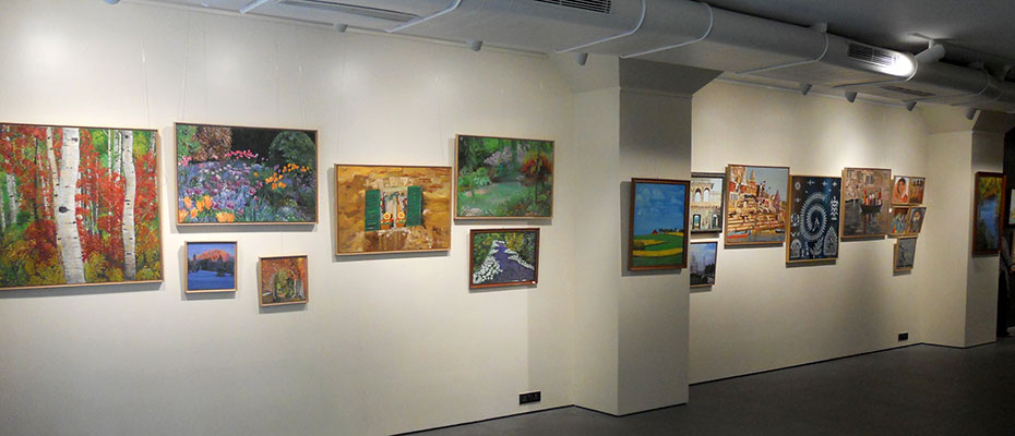 Art works from Jigna Chaturvedi's exhibition <i>Magical Landscapes and India Reflections</i> on display