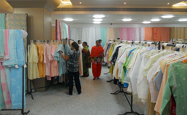 The exhibition held by Self Employed Women’s Association, Lucknow in progress